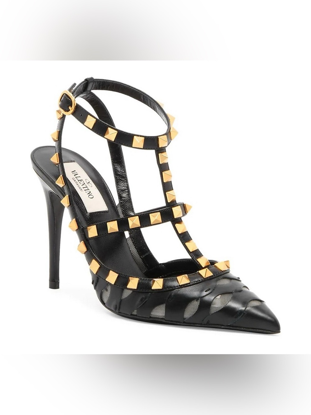 Valentino Garavani Rockstud Cutout Leather Stiletto Pumps